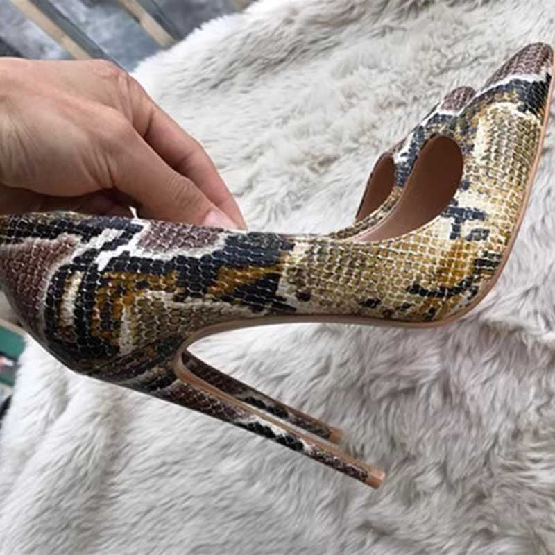 SD Dresscode snake print heels for women with a stylish cutout design and sleek silhouette