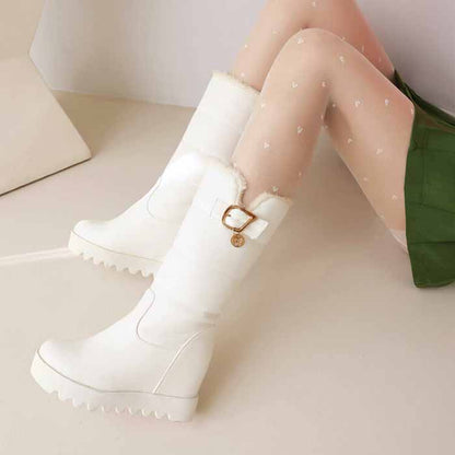 Ladies round toe high tube cotton boots winter bootie