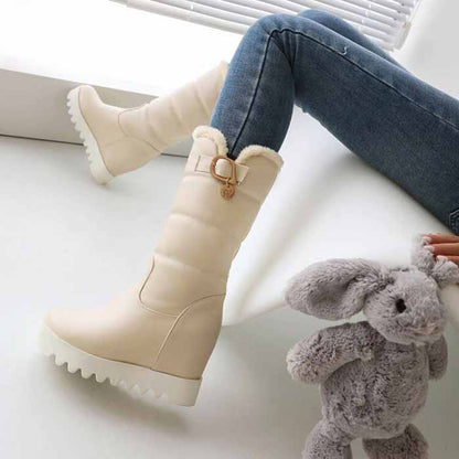 Ladies round toe high tube cotton boots winter bootie