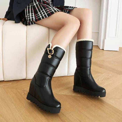 Ladies round toe high tube cotton boots winter bootie