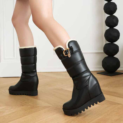 Ladies round toe high tube cotton boots winter bootie