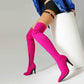 Womens Thigh High Stretch Boots Pointed Toe Stiletto Over The Knee Bootie