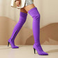 Womens Thigh High Stretch Boots Pointed Toe Stiletto Over The Knee Bootie