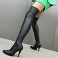 Womens Thigh High Stretch Boots Pointed Toe Stiletto Over The Knee Bootie