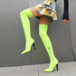 Womens Thigh High Stretch Boots Pointed Toe Stiletto Over The Knee Bootie