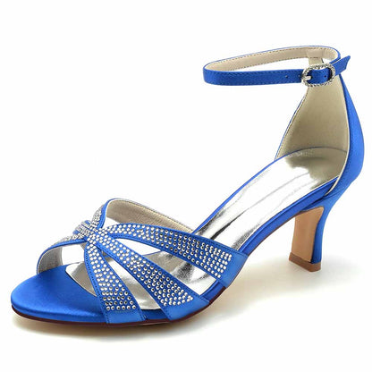 S&DCo. Blue Sparkly Heels for Parties with Glittering Straps and Comfortable Fit