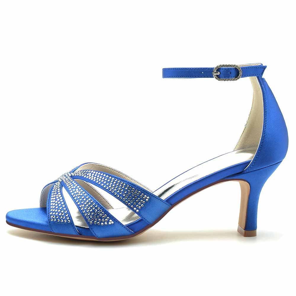 S&DCo. Blue Sparkly Heels for Parties with Strappy Design and Ankle Strap
