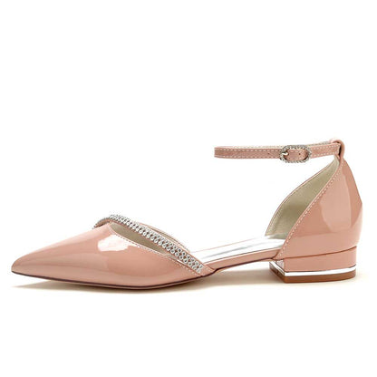 S&DCo. sparkly pointed toe flats in pink with an ankle strap and stylish shine