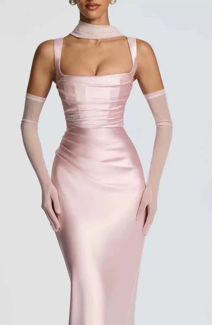 Elegant Square Neck Satin Mermaid Dress | Prom & Evening Wear