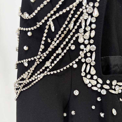 Long Sleeve Square Neck A-Line Prom Dress With Crystal