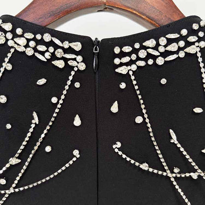 Long Sleeve Square Neck A-Line Prom Dress With Crystal