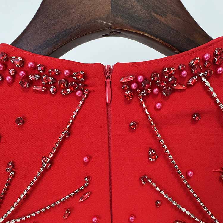 Long Sleeve Square Neck A-Line Prom Dress With Crystal