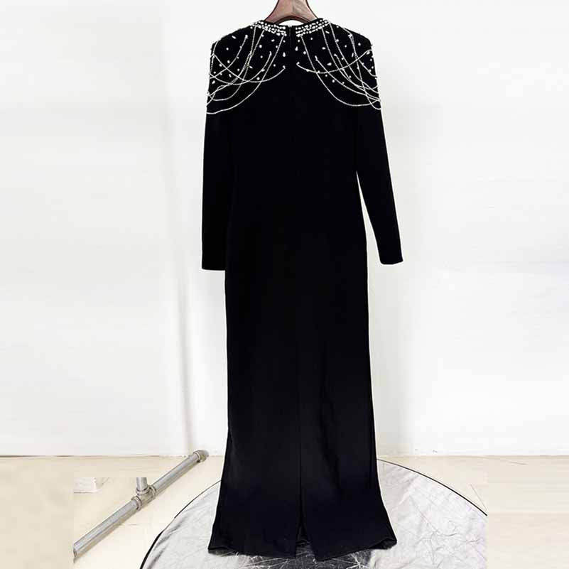 Long Sleeve Square Neck A-Line Prom Dress With Crystal