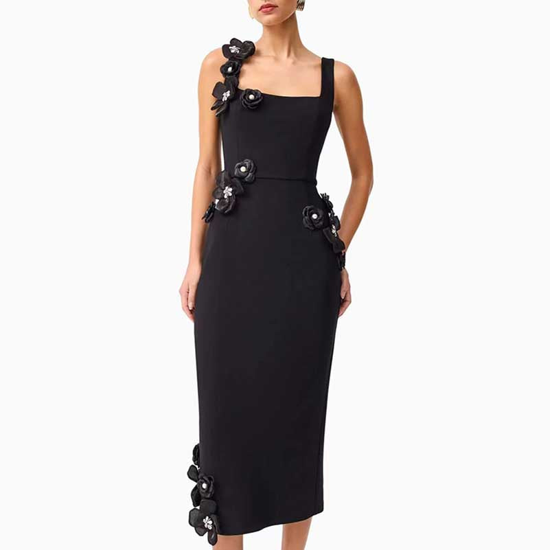 Flower Applique Midi Dresses for women