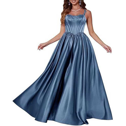 Ball Gown Spaghetti Straps V Neck Sequin Prom Dresses LBQ1090