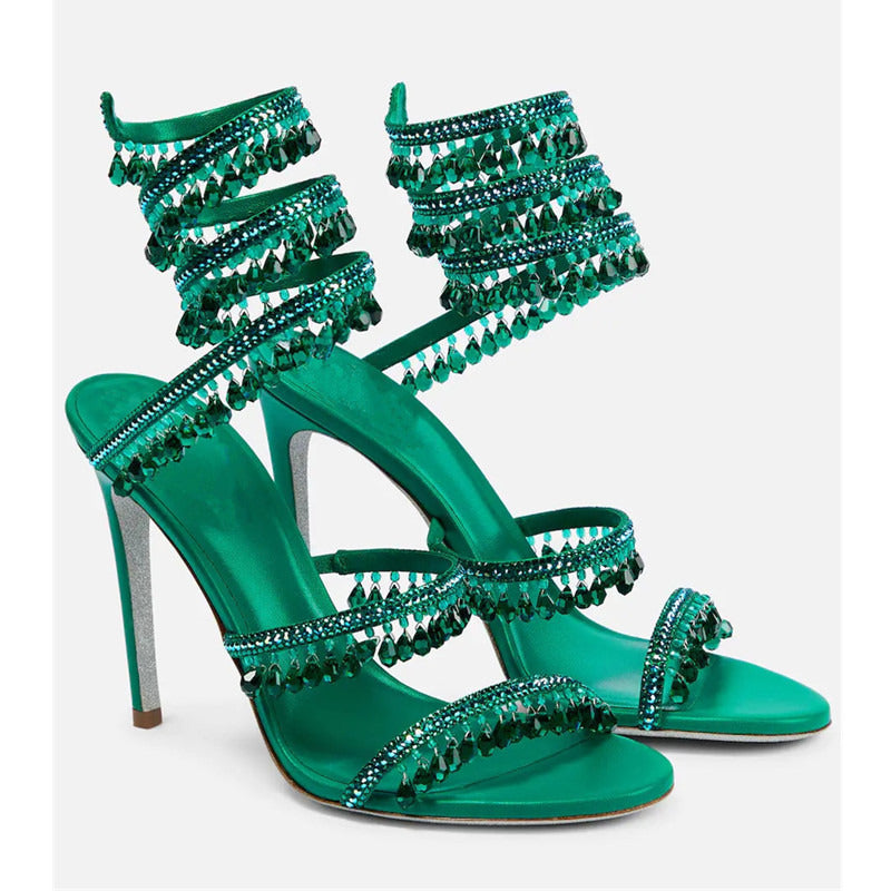 Crystal Wrap Heels – Glamorous Stiletto Sandals