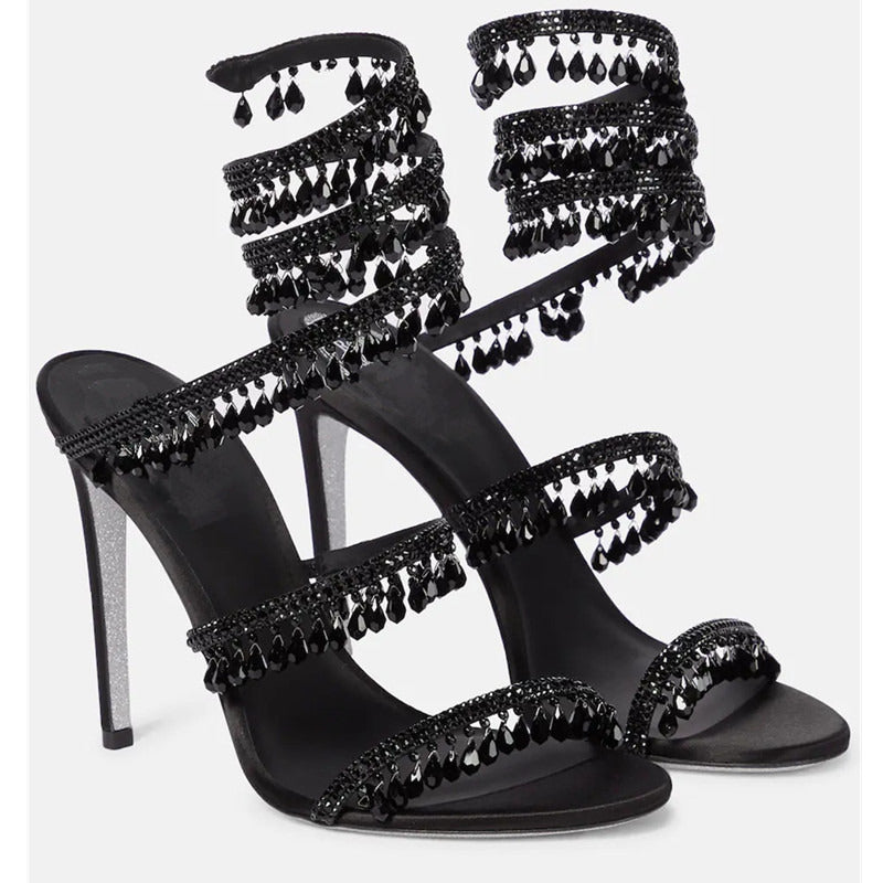Crystal Wrap Heels – Glamorous Stiletto Sandals