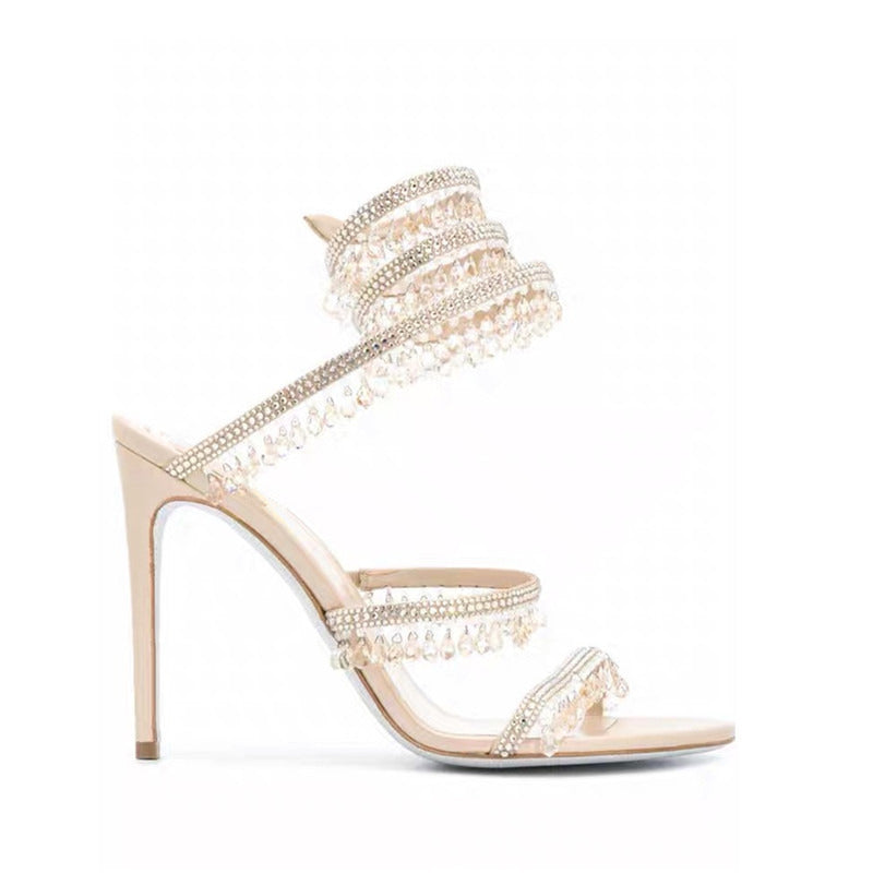 Crystal Wrap Heels – Glamorous Stiletto Sandals