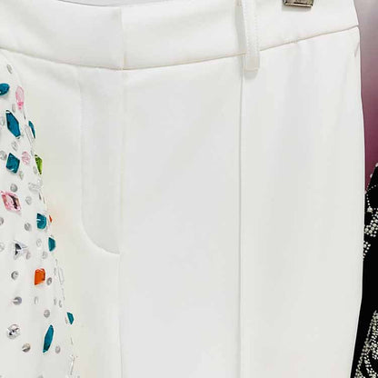 Women Luxury Wedding Suit Nail beaded Blazer + Flare Trousers Suit Pants Suit