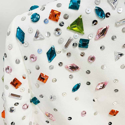 Women Luxury Wedding Suit Nail beaded Blazer + Flare Trousers Suit Pants Suit