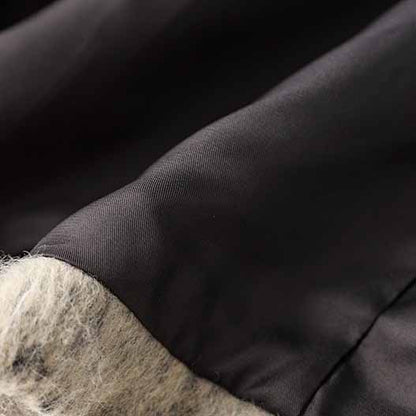 Women's Woolen Short Jacket Loose Black and White Coat