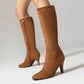 Women's Heeled Suede Knee-High Boots