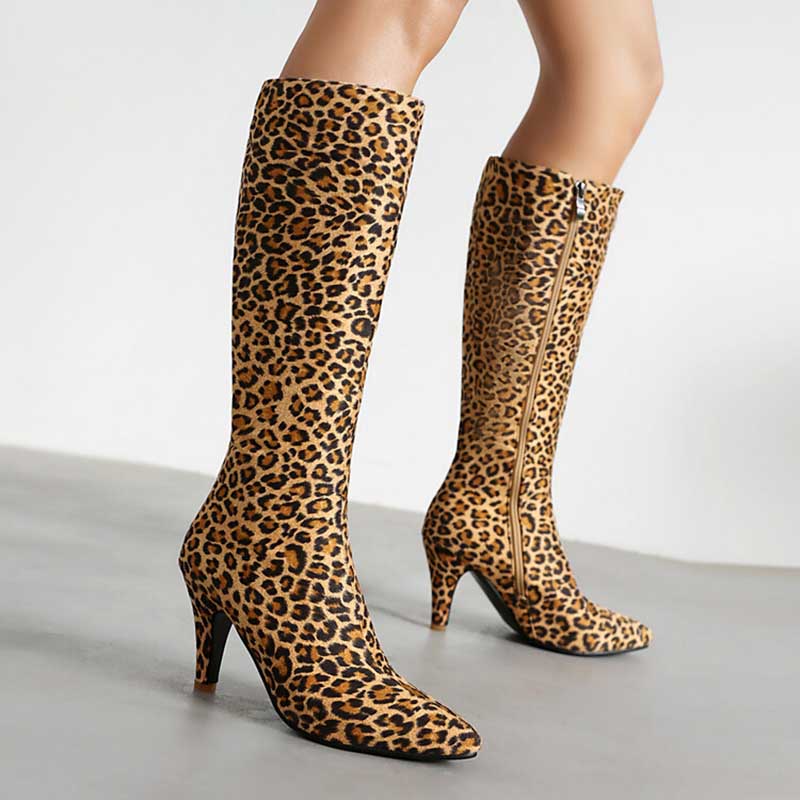 Women's Heeled Suede Knee-High Boots