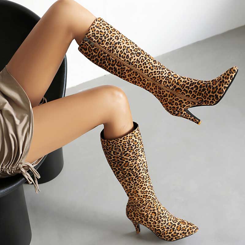 Women's Heeled Suede Knee-High Boots