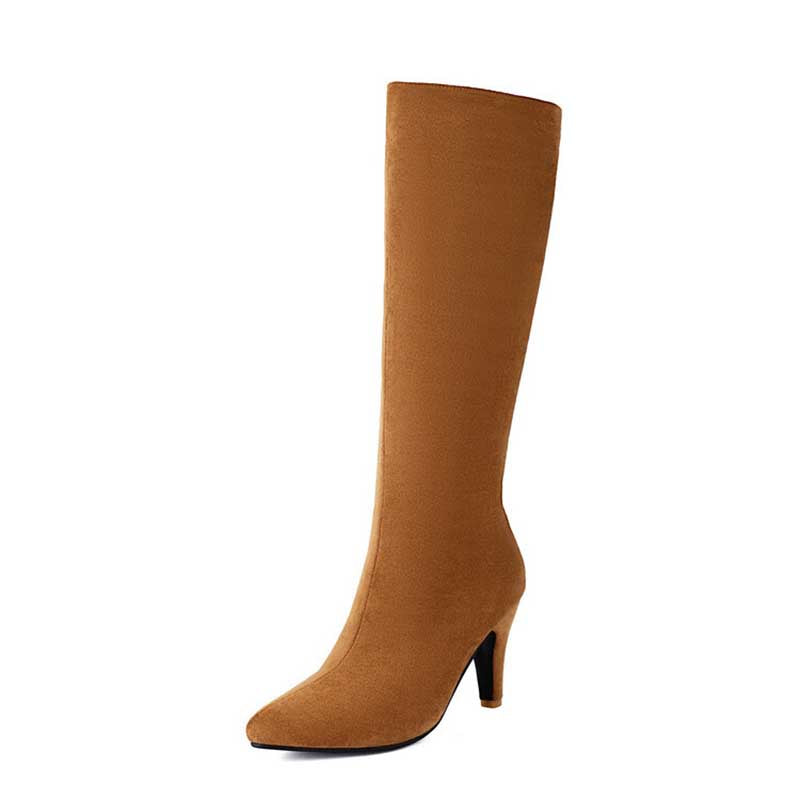 Women's Heeled Suede Knee-High Boots