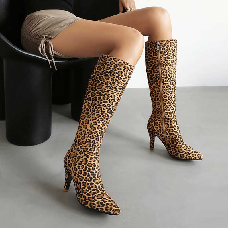 Women's Heeled Suede Knee-High Boots