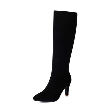 Women's Heeled Suede Knee-High Boots