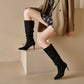 Women's High Heel Suede Boots Plus Size Knee High Boots