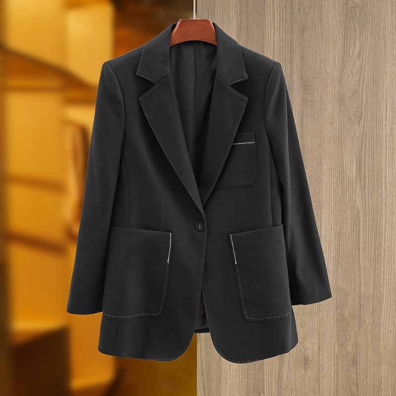 Women's one button blazer with Pocket in Black,Green,Khaki Color