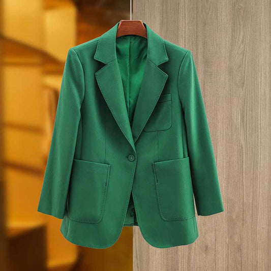 Women's one button blazer with Pocket in Black,Green,Khaki Color