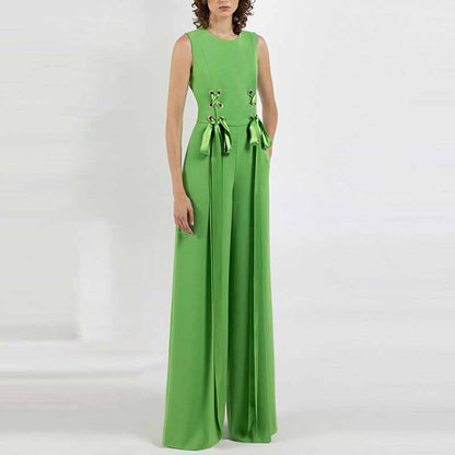 Women's Sleeveless Jumpsuit One Pieces Pantsuit Straight-Leg Jumper