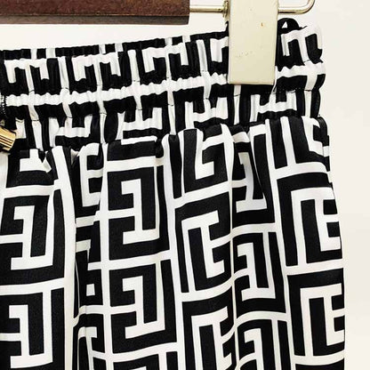 Women Chic Maze Double Breasted Belted Blazer + Elastic Waist Trousers Pants Suit