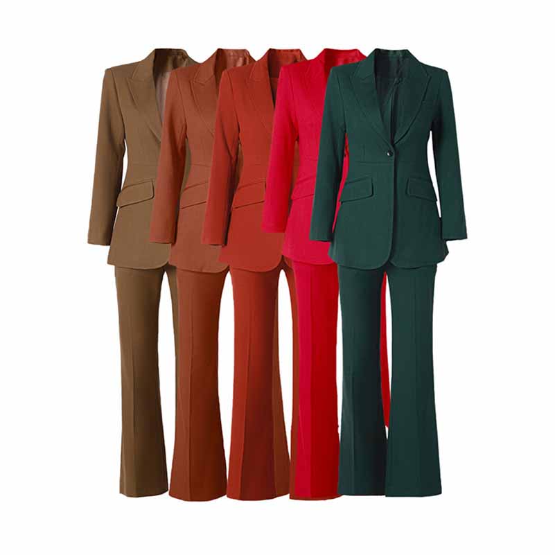 Women's Blazer Suits One Button Two Piece Solid Pant Suit Wedding Business Office Lady Suits Sets
