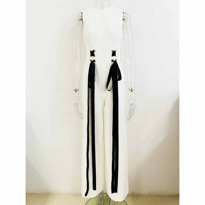 Women's Sleeveless Jumpsuit One Pieces Pantsuit Straight-Leg Jumper