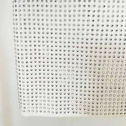 Women Bling Bling Rhinestones Mesh Sexy Fitted Crop Top + Mini Skirt Suit Party Suit