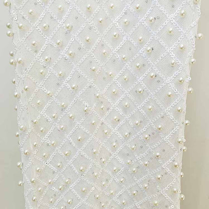 Hollowed Wedding Pantsuit with Pearls Event Set Formal Suits