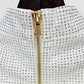 Women Bling Bling Rhinestones Mesh Sexy Fitted Crop Top + Mini Skirt Suit Party Suit