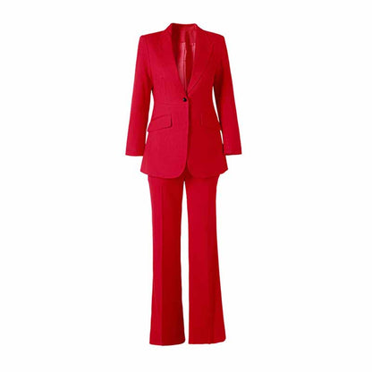 Women's Blazer Suits One Button Two Piece Solid Pant Suit Wedding Business Office Lady Suits Sets