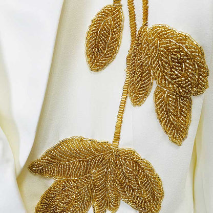 Women Satin Collar Event Pantsuit Bell-bottom Trousers Suit with Beaded