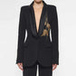 Women Satin Collar Event Pantsuit Bell-bottom Trousers Suit with Beaded