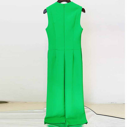 Women's Sleeveless Jumpsuit One Pieces Pantsuit Straight-Leg Jumper