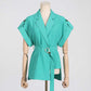 Womens Turquoise Pantsuit Summer Two Pieces Suit Trendy Wide-Legs Suit