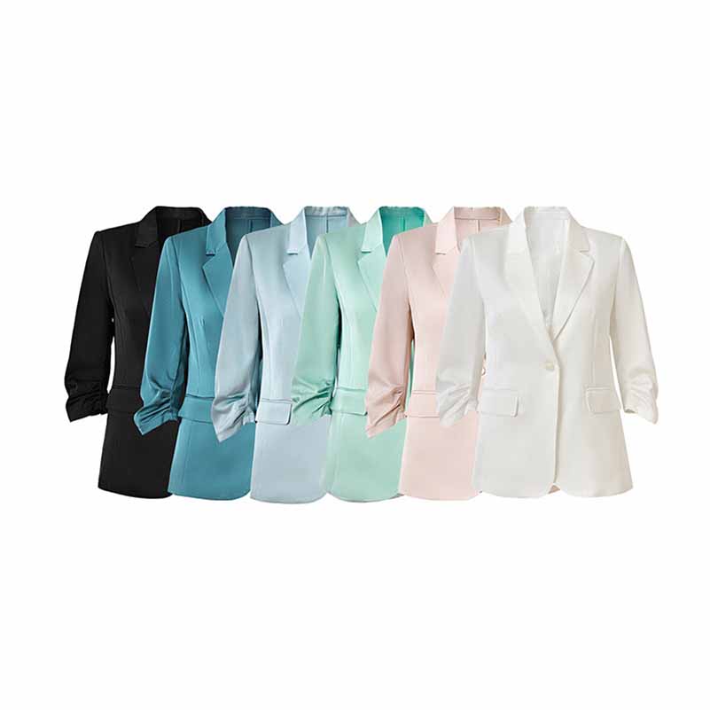 Women's Summber Blazer Work Office Blazers One Button Jacket with Pocket