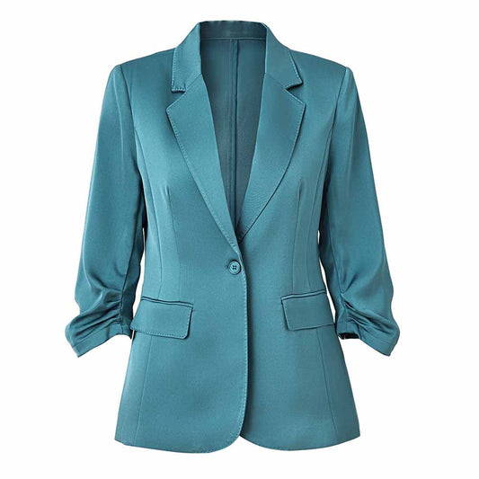 Women's Summber Blazer Work Office Blazers One Button Jacket with Pocket