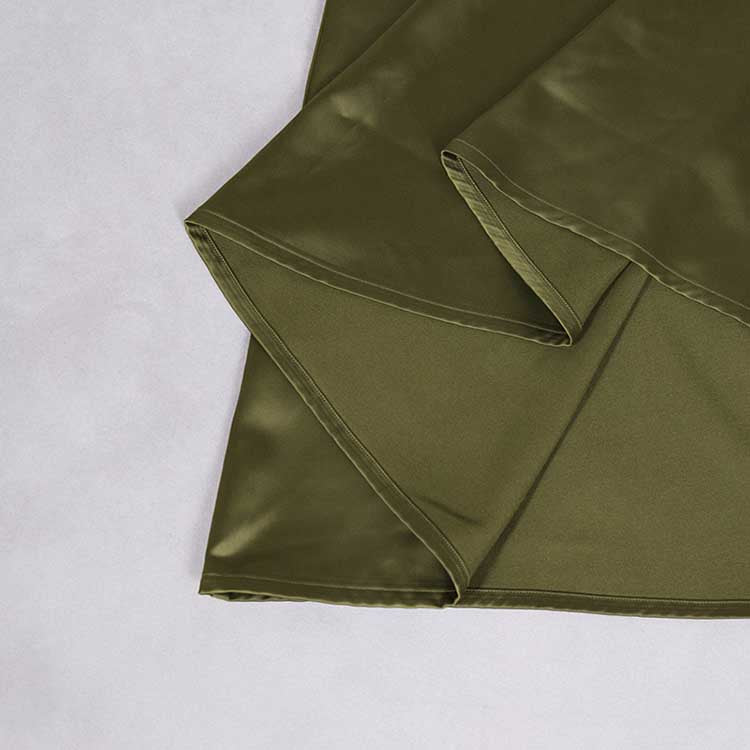 Tassel turtleneck satin two-piece set featuring a silky finish and elegant design from SD Dresscode & Fashiontrends