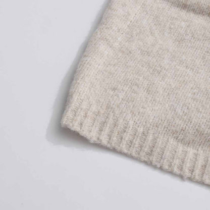 Cozy cream three piece women's sweater set featuring soft knit fabric for stylish layering